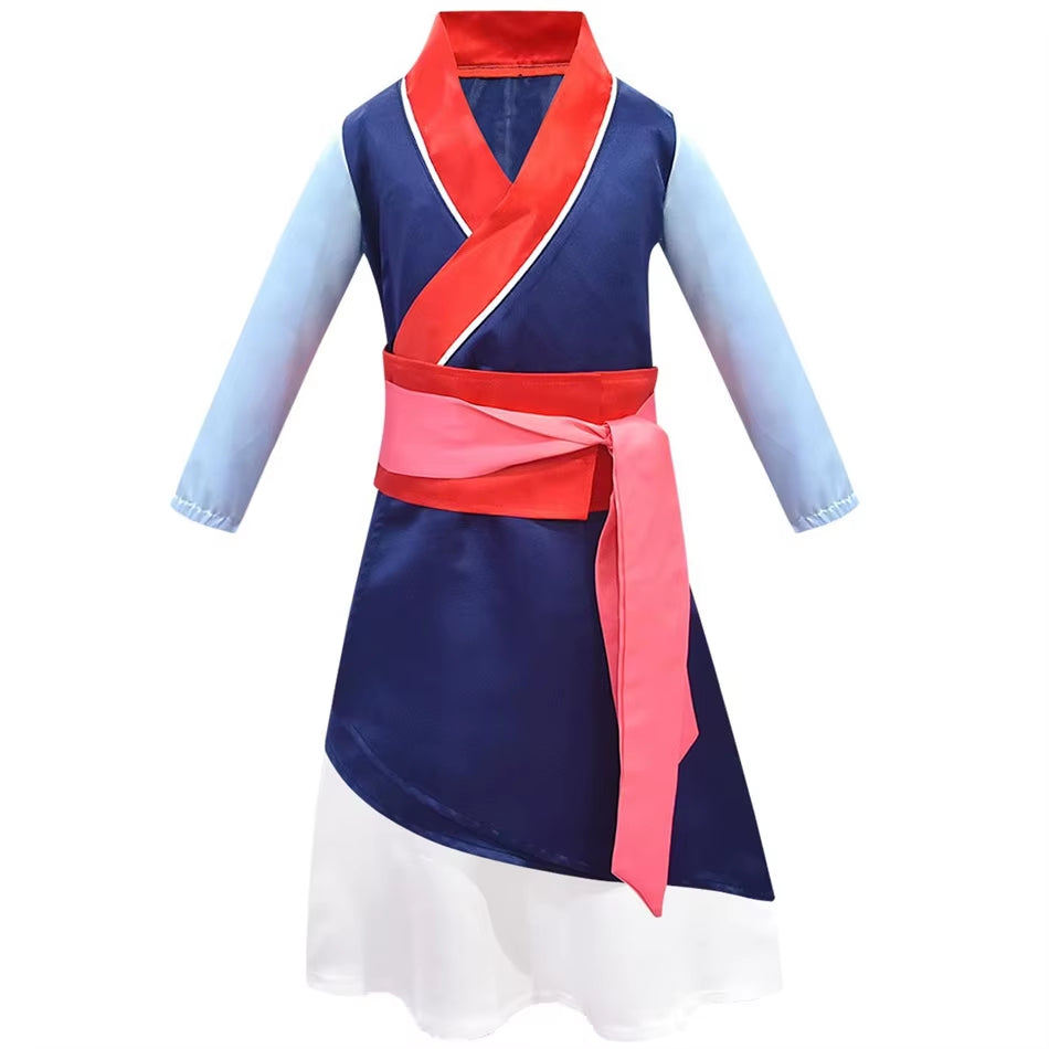 Mulan Cosplay Princess Dress Girls Hanfu Chinese Costume Children Halloween Apparel Kid Anime Role Play Birthday Carnival Outfit