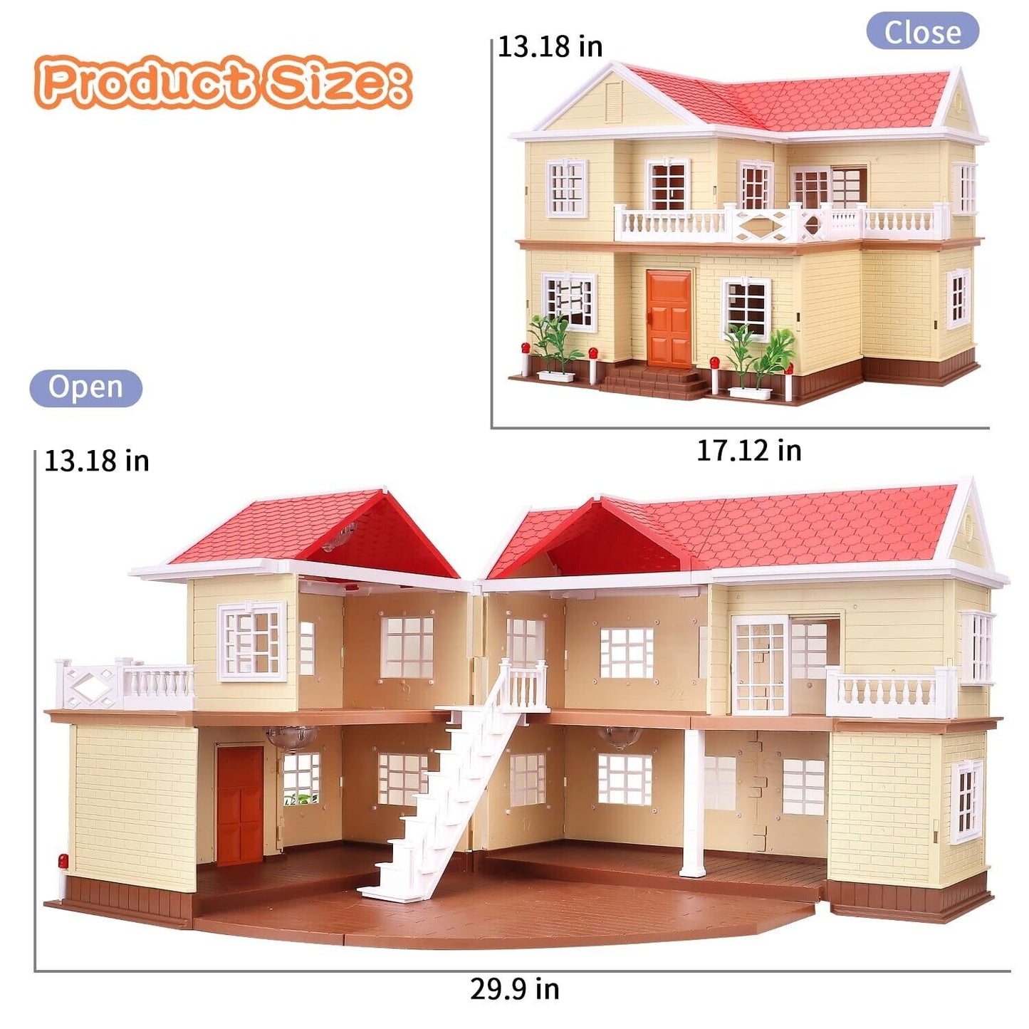 Family Cozy Cabin Doll House Playset, Dollhouse Furniture and Accessories,Di