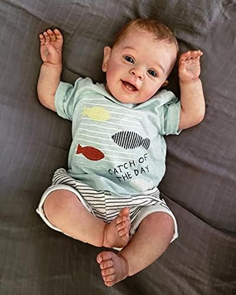 Reborn Toddler Realistic Baby Boy Doll Handmade 24 Inch Soft Vinyl Newborn Baby Dolls That Look Real Silicone Babies with Clothes and Accessories Gift for Kids