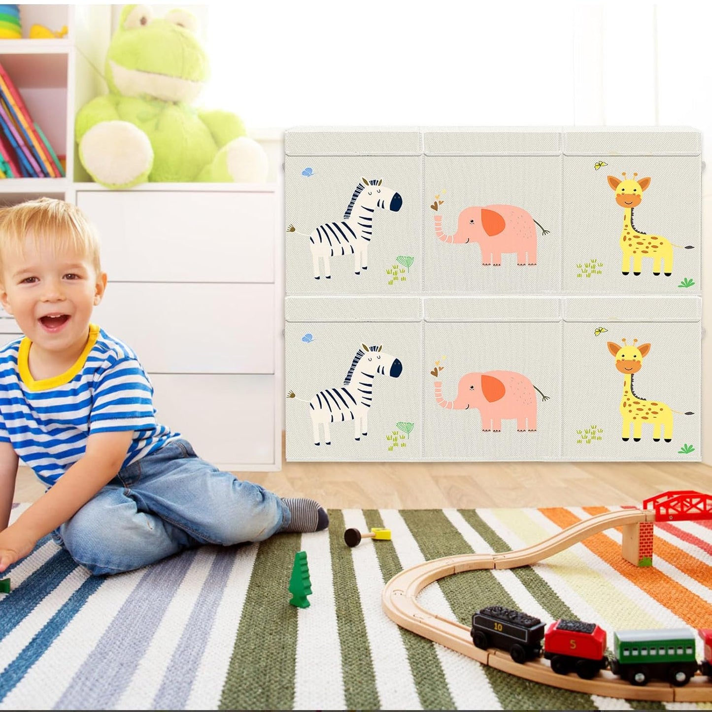 Large Toy Storage Box - Toy Chest Organizers Box with Lid Dividers, Collapsible Container Bins for Boys, Girls, Kids, Playroom, Nursery, Closet, Living Room