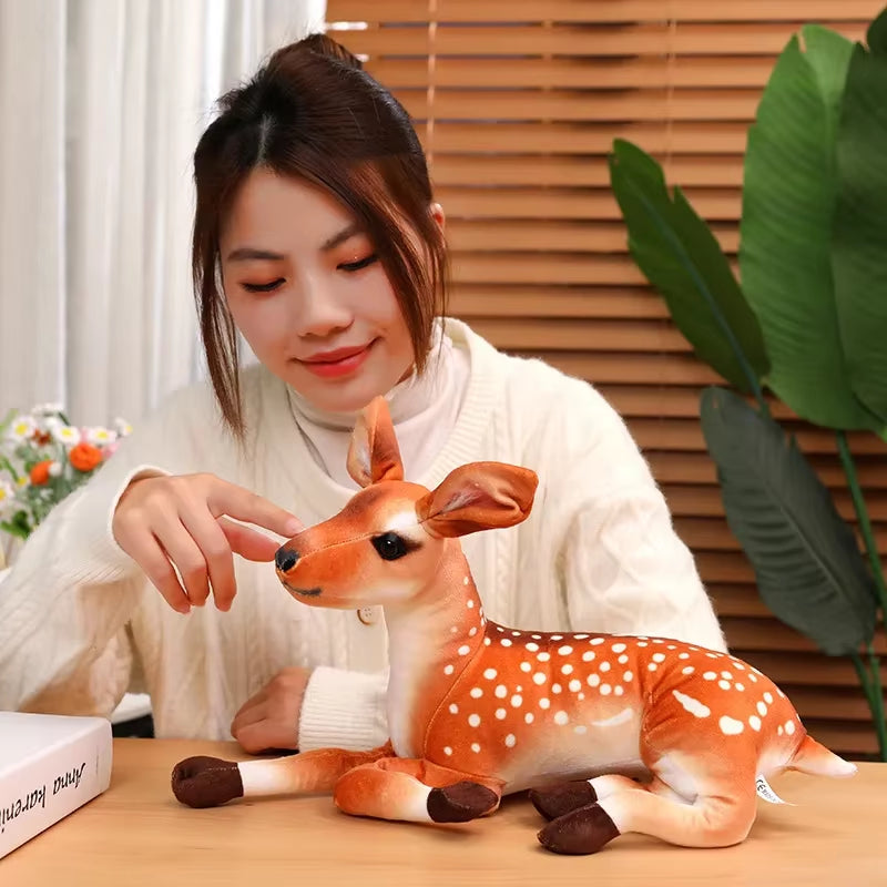 Super Soft 35Cm Simulated Plush Standing Sika Deer Dolls Dolls Throw Pillow Animals Toys Cartoon Girls Boys Birthday Presents
