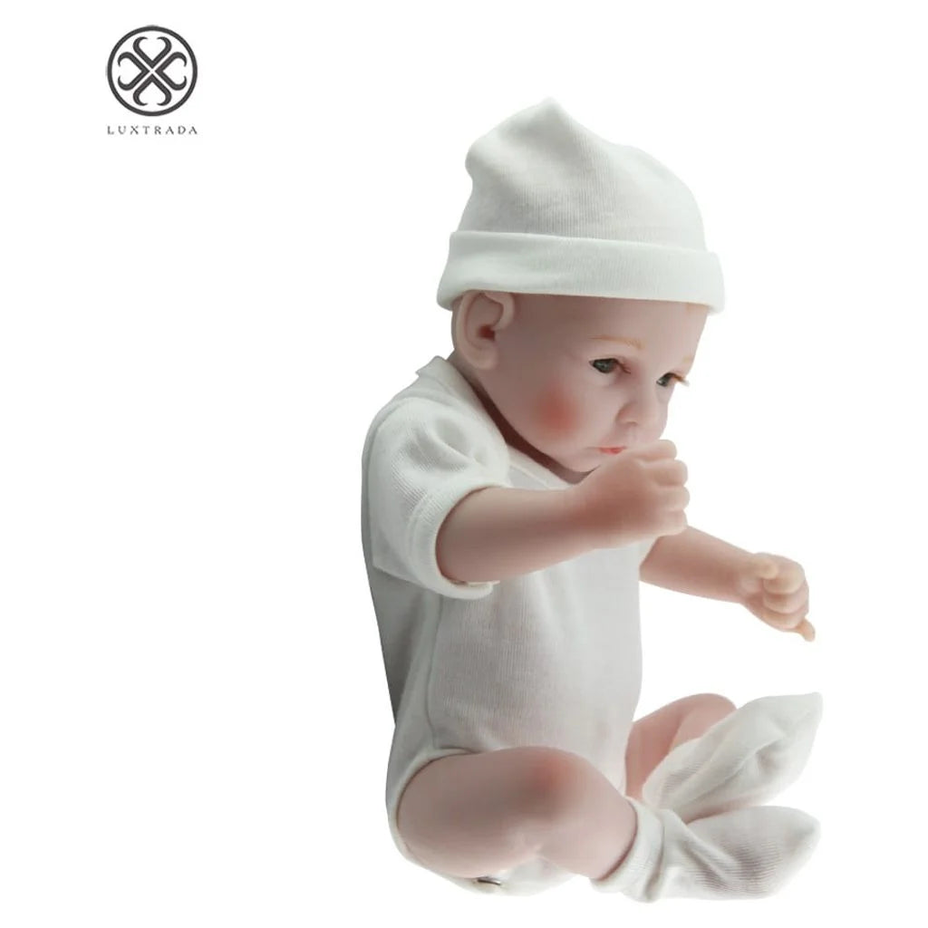 11" Mini Boys Handmade Reborn Real Looking Newborn Baby Vinyl Silicone Realistic Dolls Gift (White)