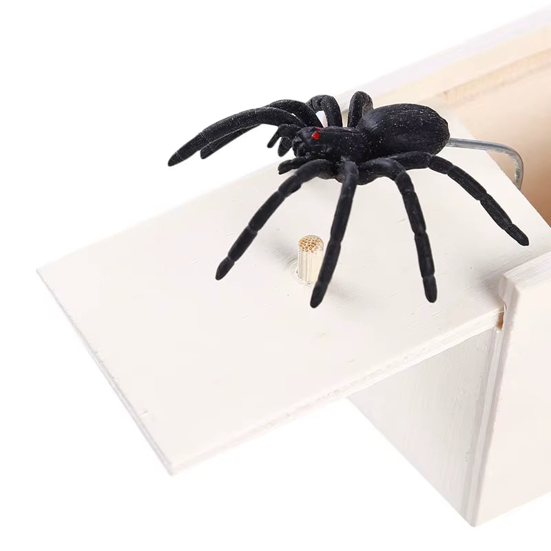Wooden Prank Trick Practical Joke Home Office Scare Toy Box Gag Spider Kid Parents Friend Funny Play Joke Gift Surprising Box