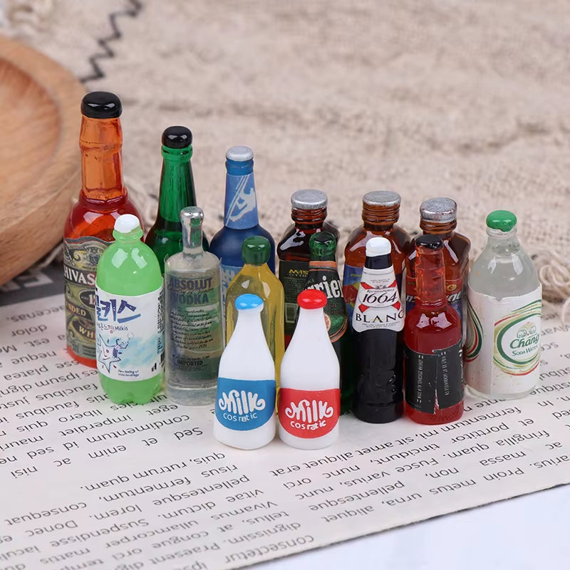 3/5/6/8/10Pcs 1/12 Dollhouse Miniature Resin Bottle Simulation Wine Bottle Beverage Bottle Model Dollhouse Accessories