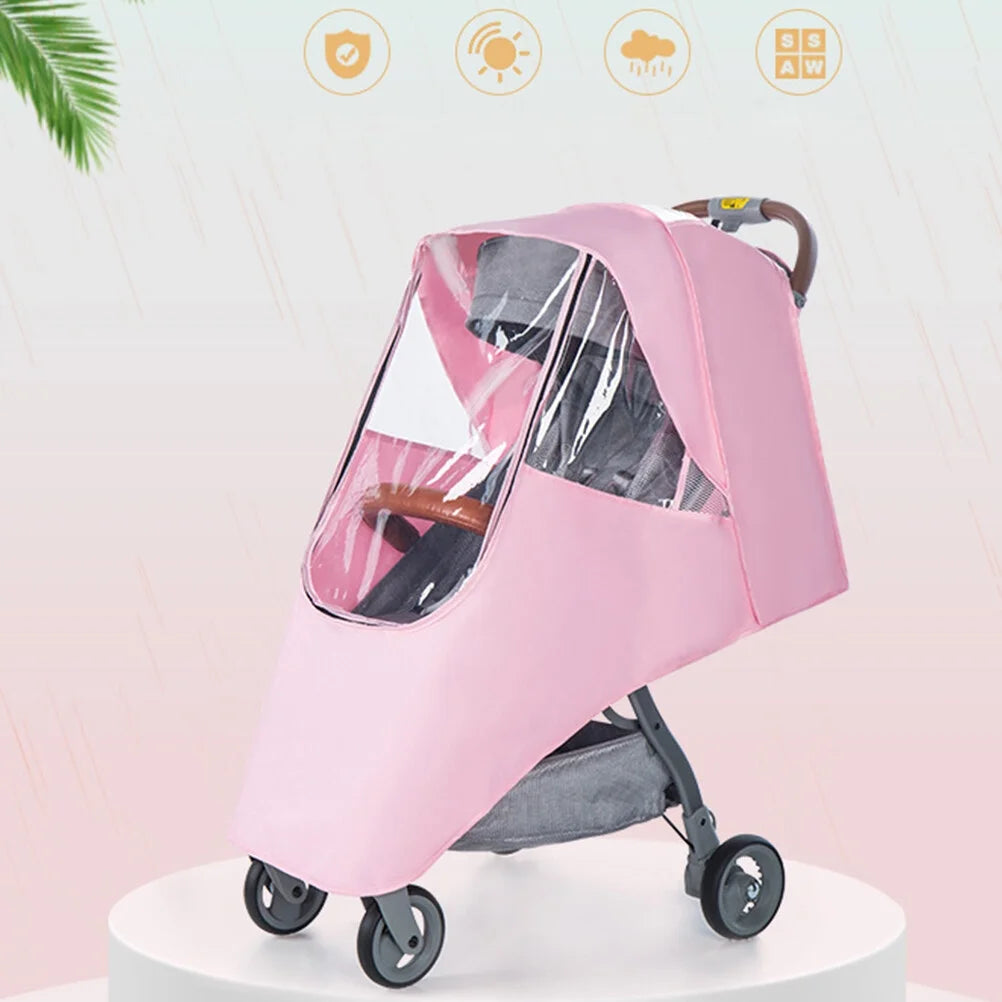 Stroller Rain Cover Windproof Baby Stroller Cover Dustproof Stroller Rain Cover Spittle-Proof Stroller Cover for Outdoor outside (Pink, without Stroller)