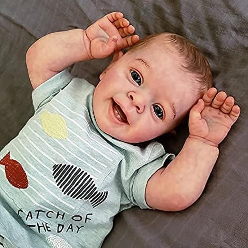 Reborn Toddler Realistic Baby Boy Doll Handmade 24 Inch Soft Vinyl Newborn Baby Dolls That Look Real Silicone Babies with Clothes and Accessories Gift for Kids