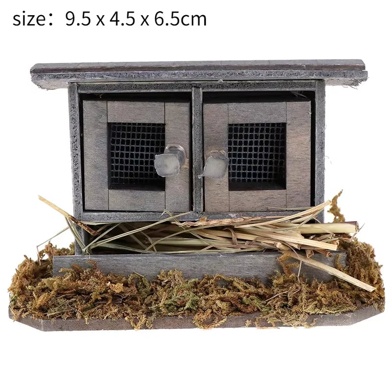 Doll House Mini Wooden Chicken House Mini Bonfire Miniature Manger Doll House Accessories Fairy Garden Yard Decoration