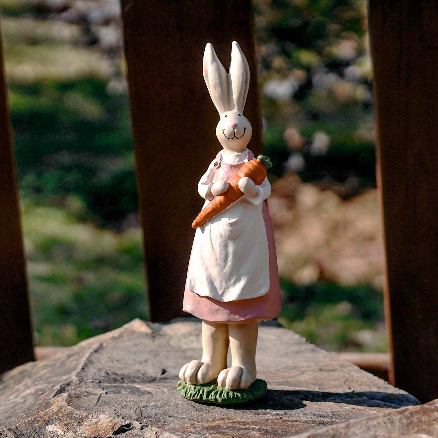 9.06" H 2 PCS Easter Bunny Statue - Spring Easter Rabbit Figurine Statue Resin Hand Painted Rabbit Easter Bunny Sculpture for Easter Home Office Table Decorations