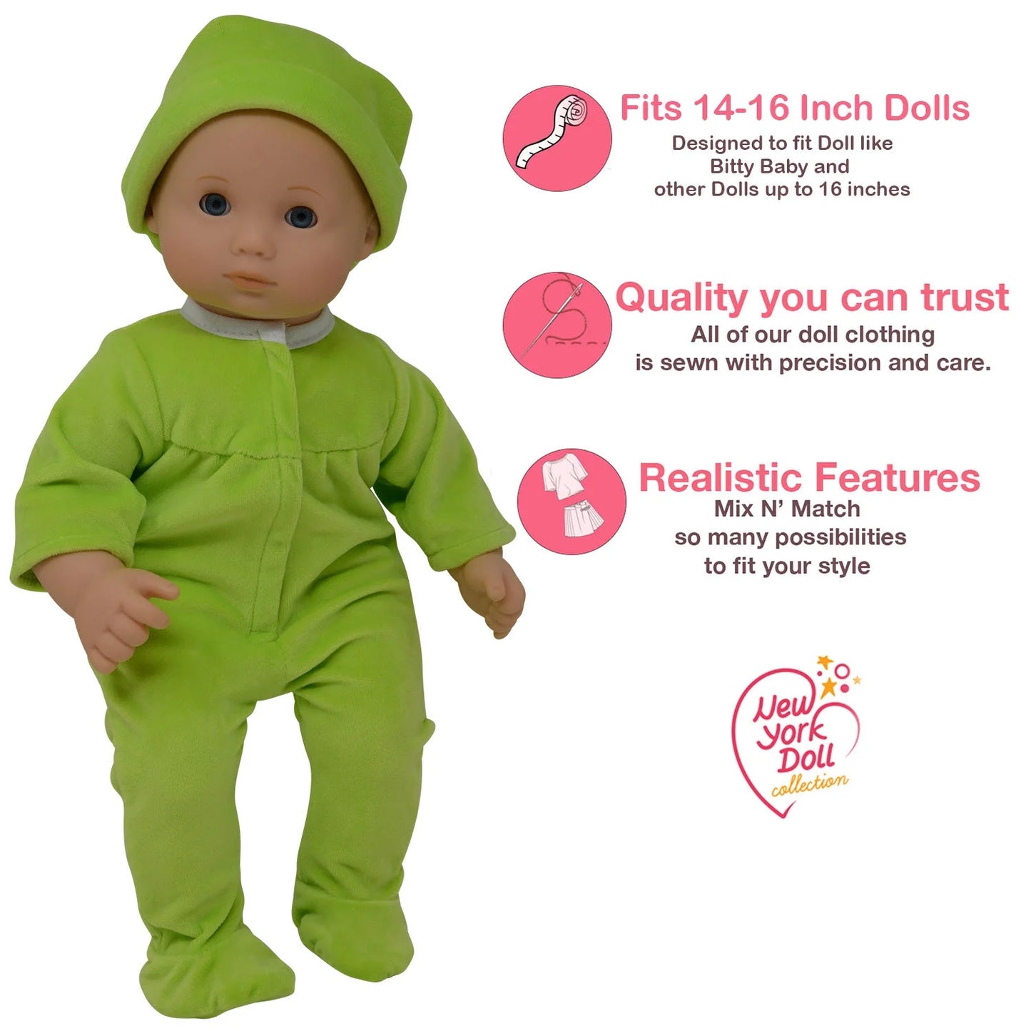 Baby Doll Clothes for 14-16 Inch Dolls