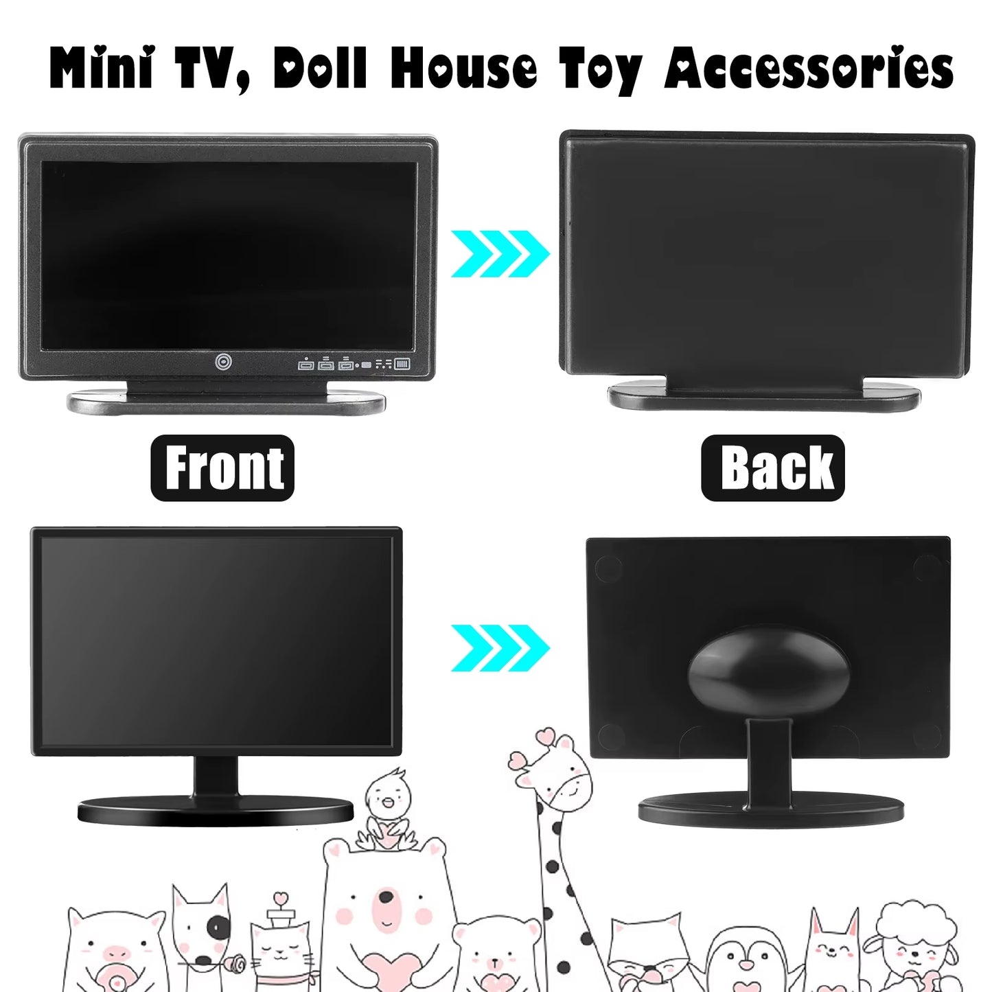 1:12 Doll House TV Remote Control Simulation Miniature Furniture Dollhouse Living Room Decor Television Gift for Girl and Boy
