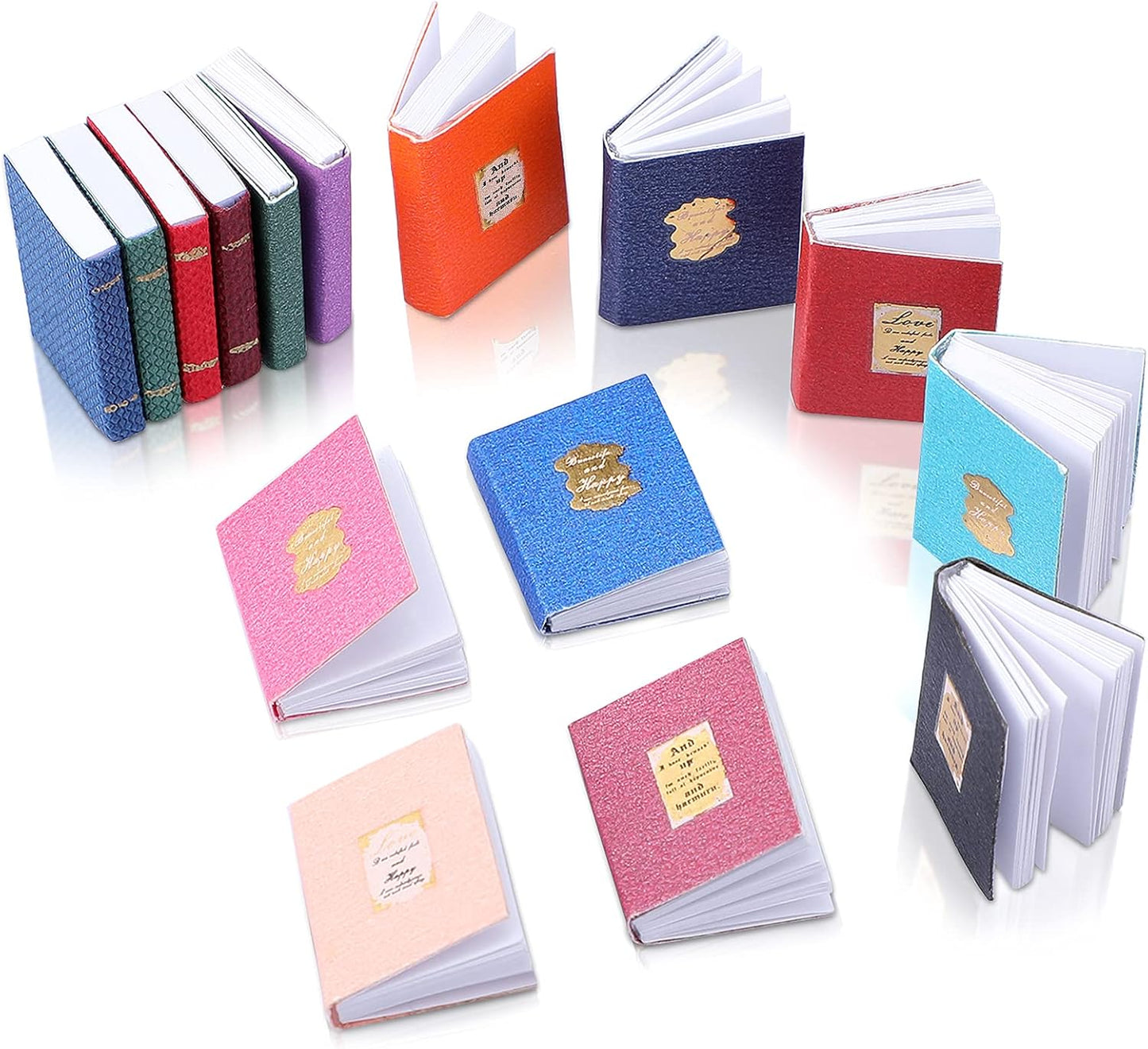 16 Pieces 1:12 Scale Miniatures Dollhouse Books Timeless Mini Books Notebook Model Dollhouse Decoration Accessories for Study Room Bedroom Library(Colorful Style)