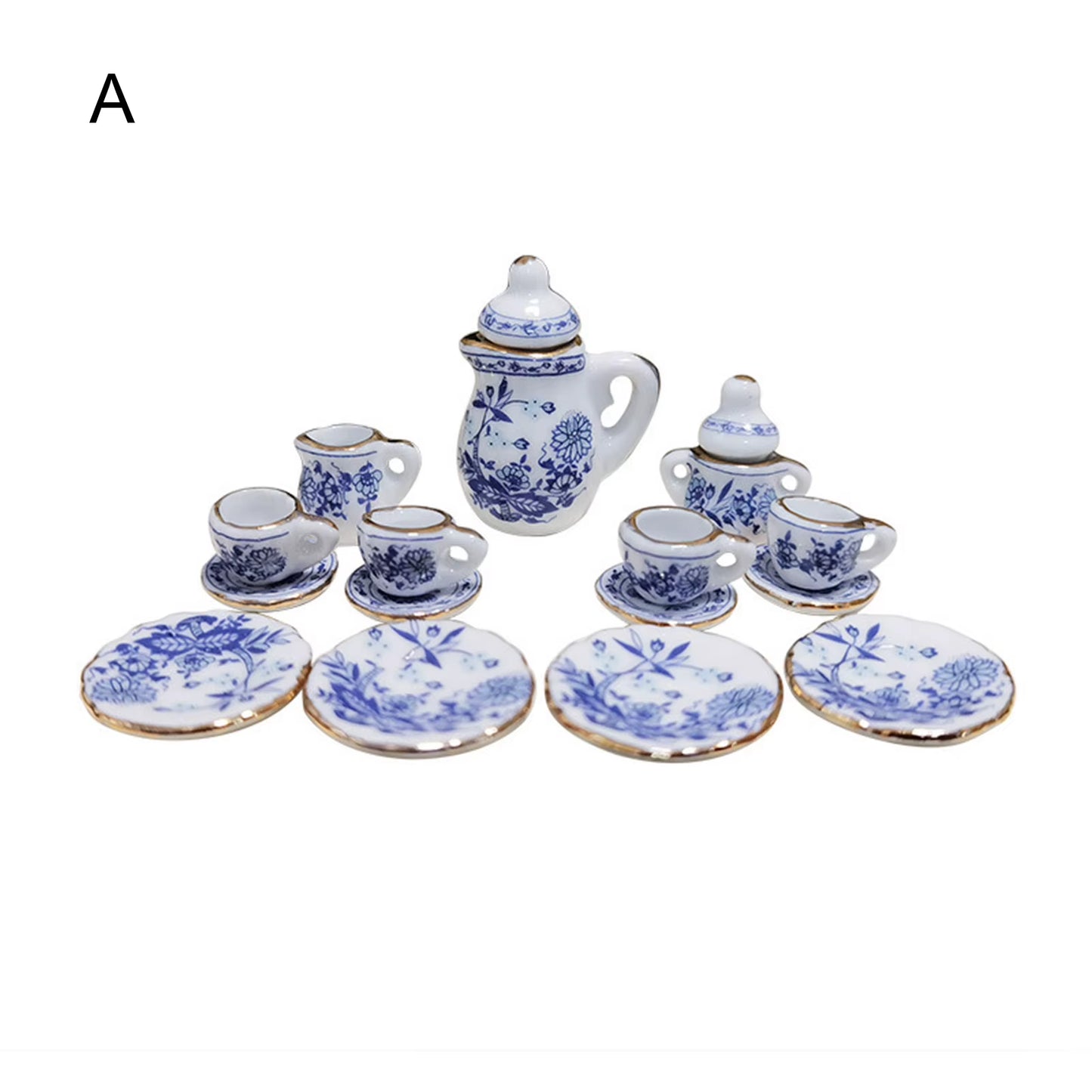 Miniature Doll House Pink Flower Patten Porcelain Coffee Tea Cups Ceramic Tableware Dollhouse Kitchen Accessories