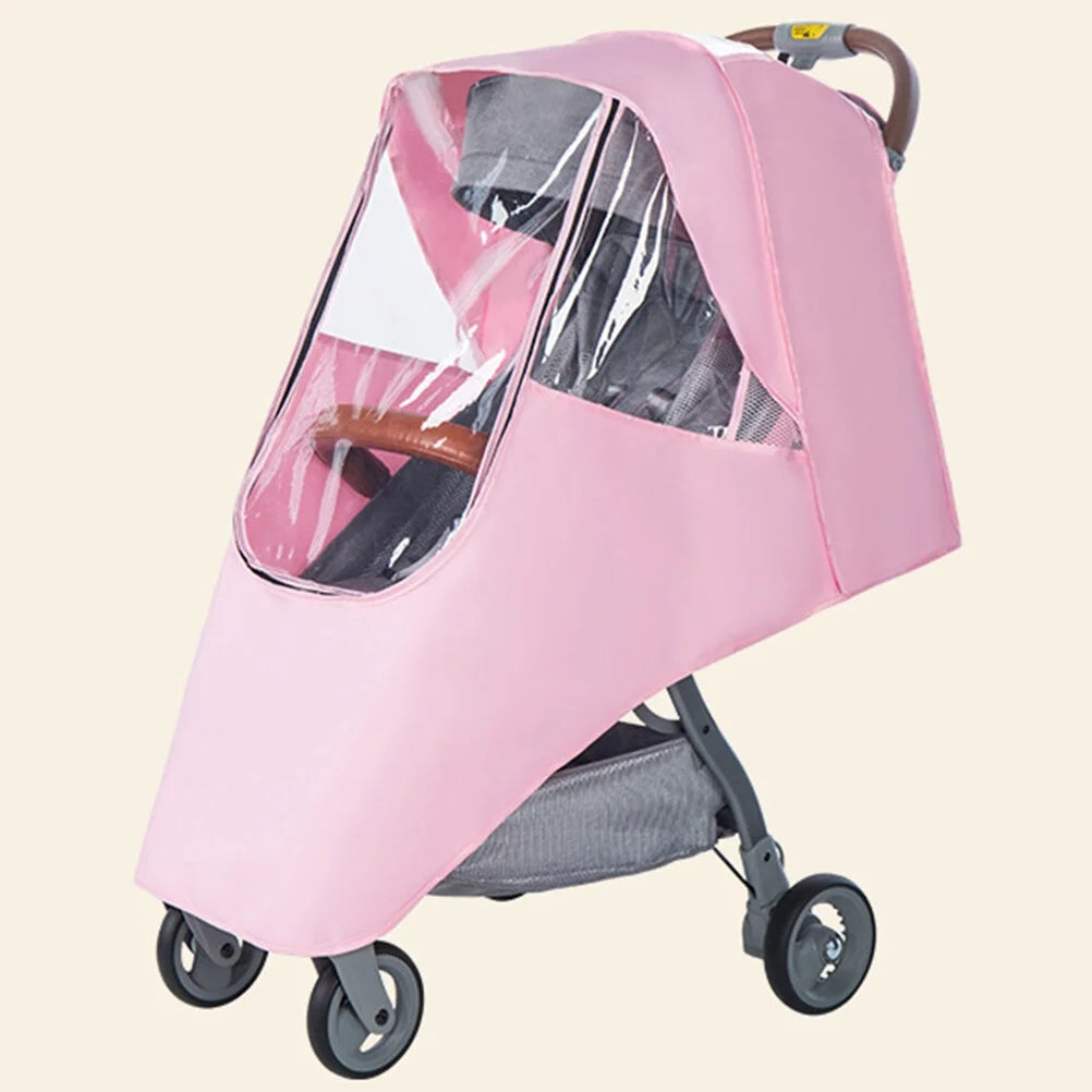 Stroller Rain Cover Windproof Baby Stroller Cover Dustproof Stroller Rain Cover Spittle-Proof Stroller Cover for Outdoor outside (Pink, without Stroller)