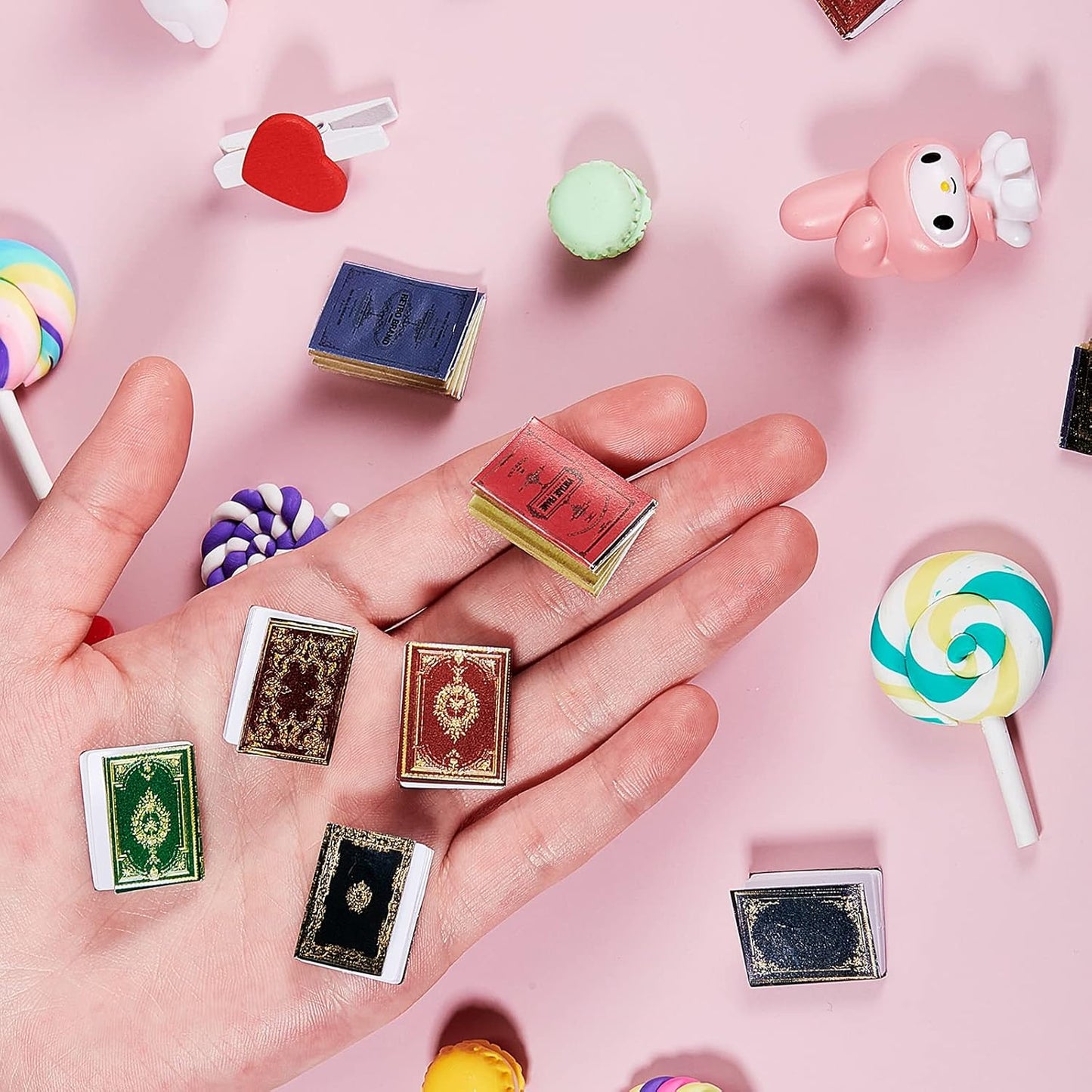 24 Pieces 1:12 Scale Miniatures Dollhouse Books Assorted Miniatures Dollhouse Accessories Small Books Decoration Accessories Doll Toy Supplies(Printed Style)