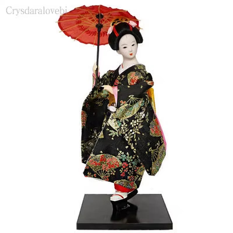 30Cm Kawaii Japanese Lovely Geisha Figurines Dolls with Beautiful Kimono New House Office Decoration Miniatures Birthday Gift