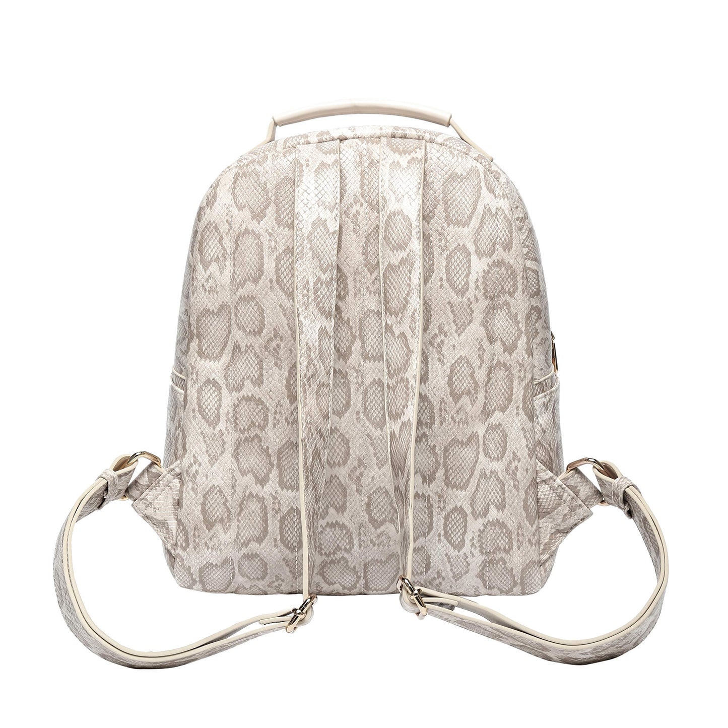 Backpack Bag Luxury PU Vegan Leather Cream Snake