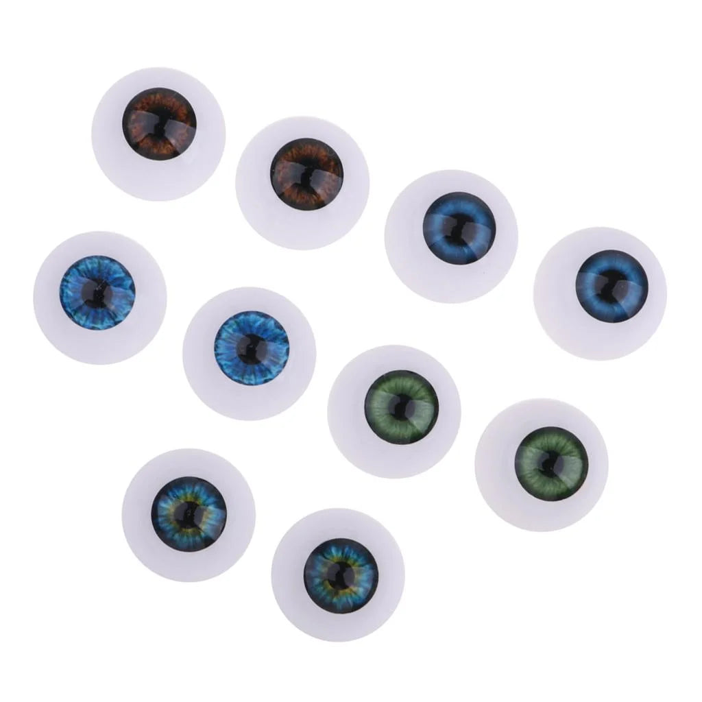 20Mm Acrylic round Oblate Eyeballs Eyes Crafts Realistic Props for Baby Doll Doll Accessories DIY Supply 5 Pairs/Set