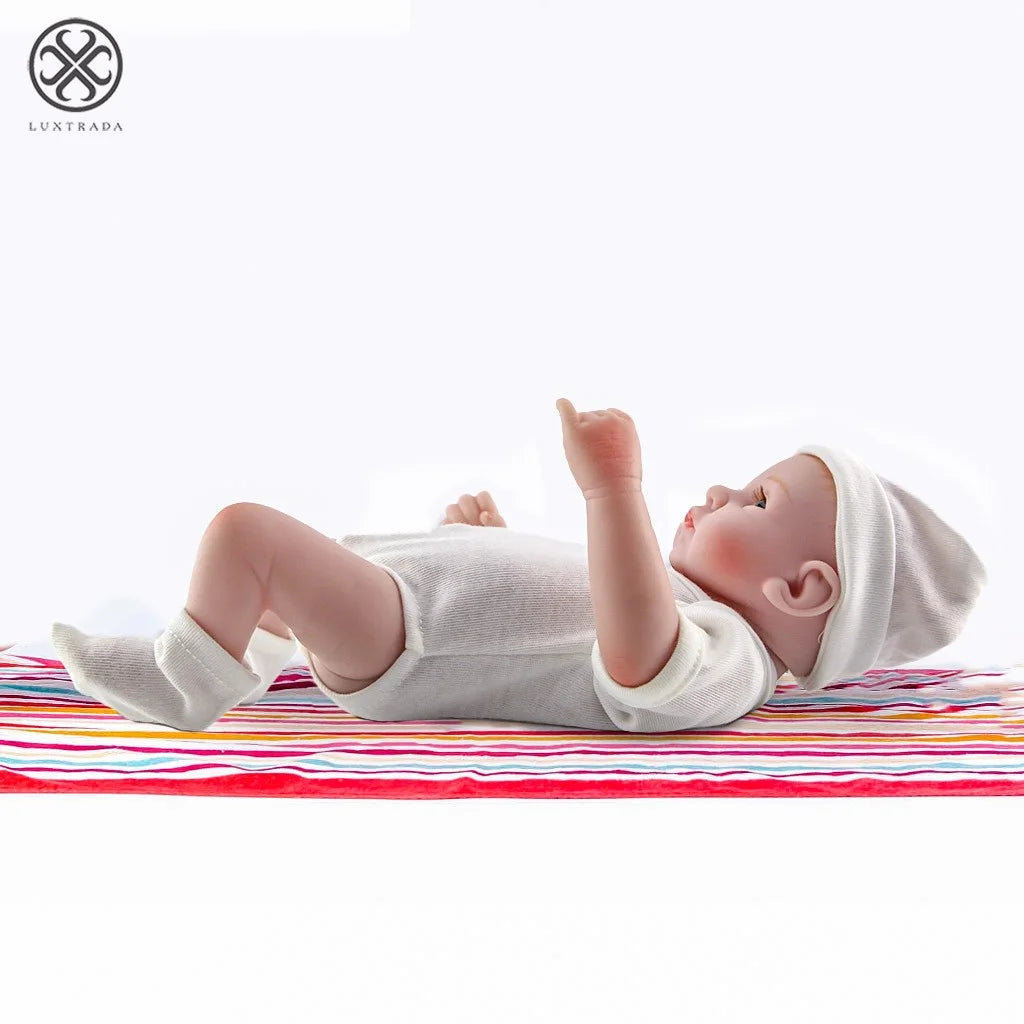 11" Mini Boys Handmade Reborn Real Looking Newborn Baby Vinyl Silicone Realistic Dolls Gift (White)