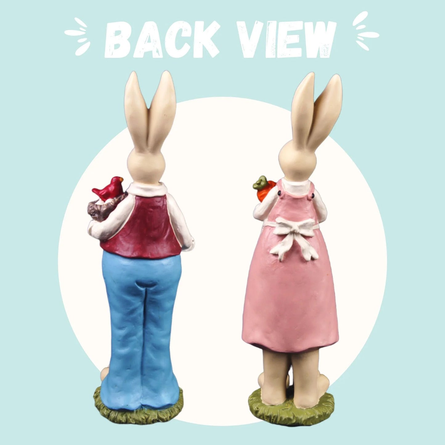 9.06" H 2 PCS Easter Bunny Statue - Spring Easter Rabbit Figurine Statue Resin Hand Painted Rabbit Easter Bunny Sculpture for Easter Home Office Table Decorations