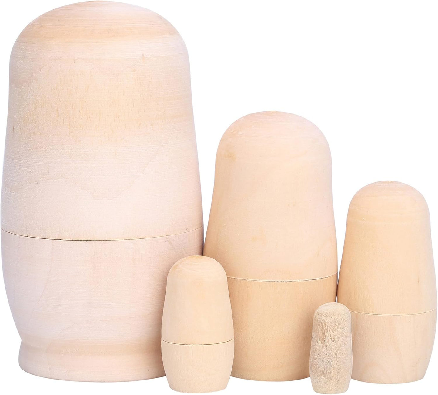 5Pcs Handmade Wooden Russian Nesting Dolls, DIY Blank Nesting Dolls, Matryoshka Dolls Christmas Birthday Gift