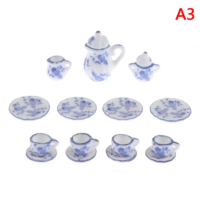29 Styles Ceramic Cup Set Scale 1:12 Doll House Miniature Porcelain Tea Cup Set Tableware Kitchen Dollhouse Teapot DIY Toys