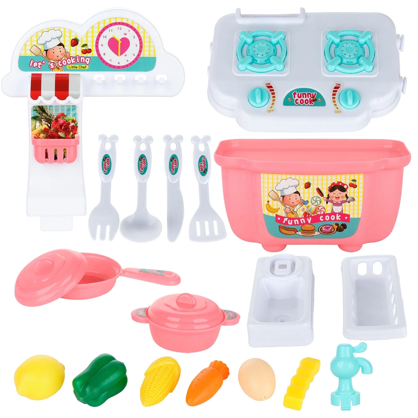Children Toy Role Play Mini Kitchen Play House Toys for 3-6 Years(10.24*4.13*9.25Inch)
