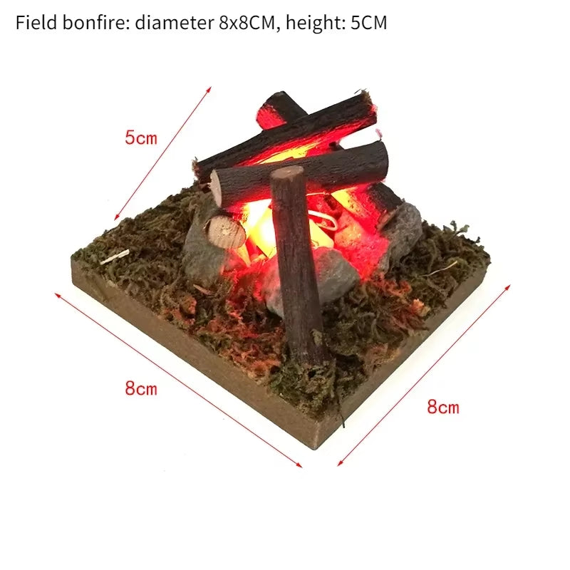 Doll House Mini Wooden Chicken House Mini Bonfire Miniature Manger Doll House Accessories Fairy Garden Yard Decoration