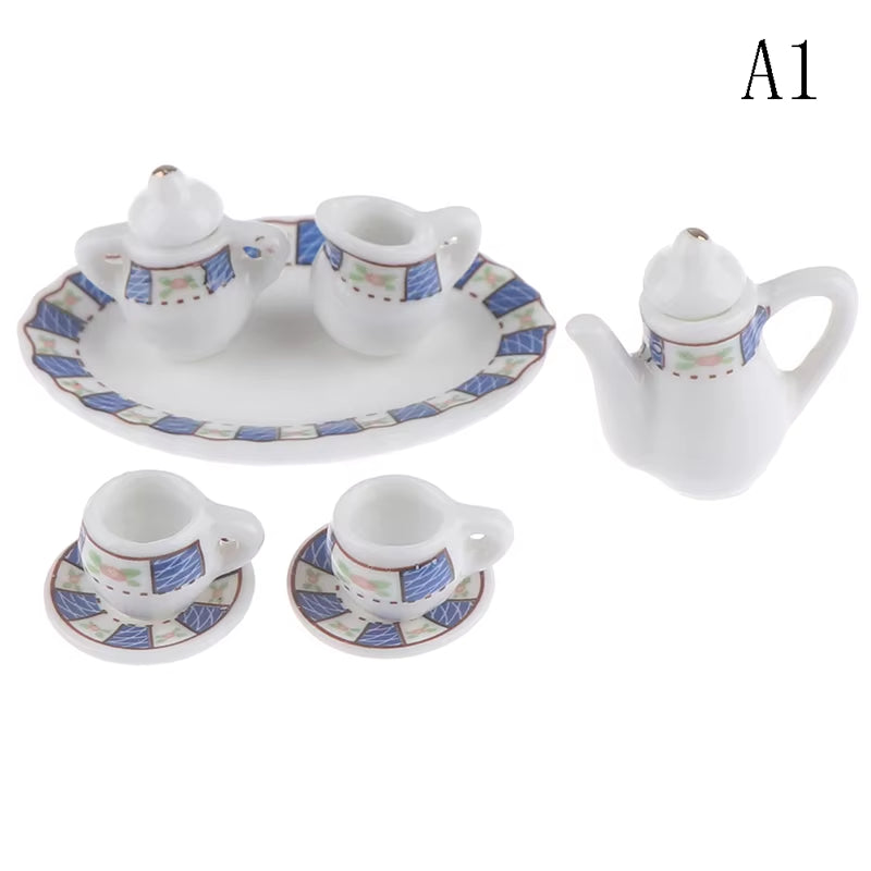 29 Styles Ceramic Cup Set Scale 1:12 Doll House Miniature Porcelain Tea Cup Set Tableware Kitchen Dollhouse Teapot DIY Toys