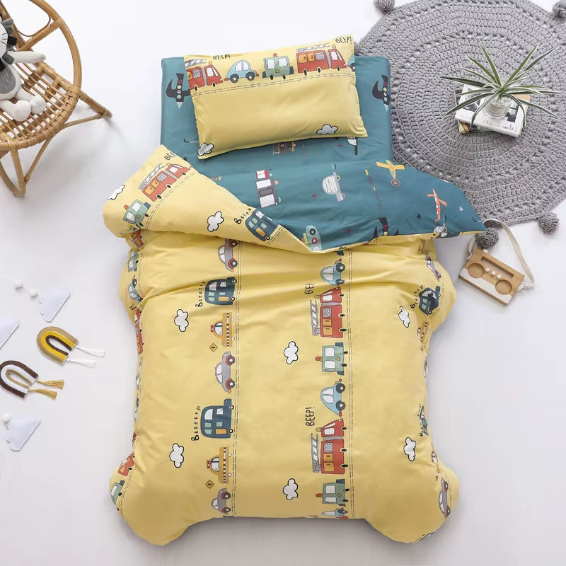 Children'S Cotton Three-Piece Set Kindergarten Nap Cartoon Bed Sheet Quilt Cover Cotton Bedding Kit Pillowcase CP27