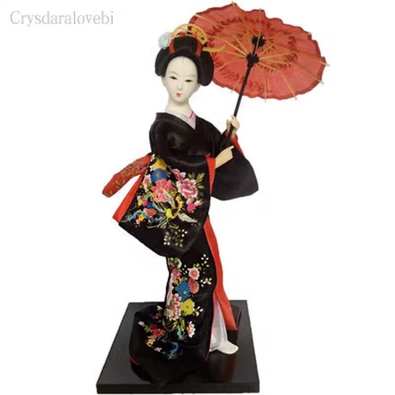 30Cm Kawaii Japanese Lovely Geisha Figurines Dolls with Beautiful Kimono New House Office Decoration Miniatures Birthday Gift