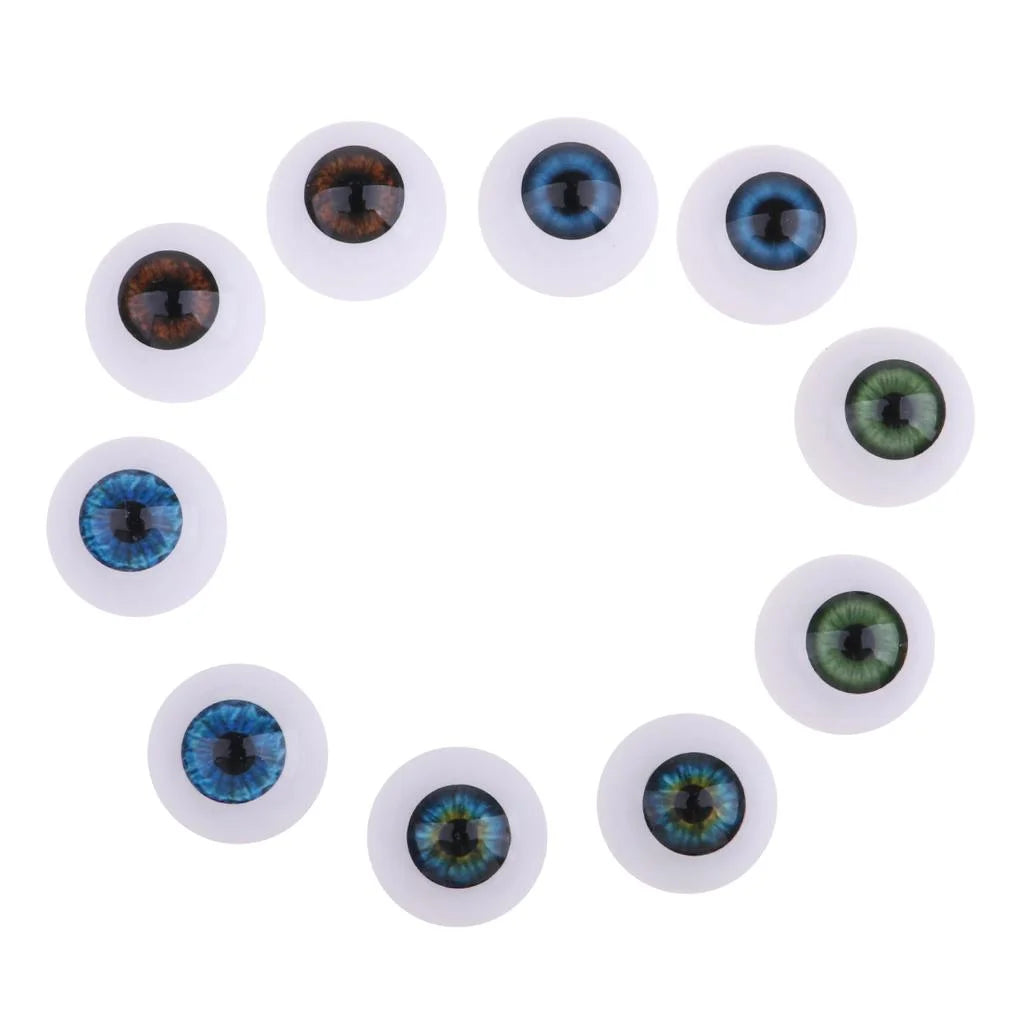 20Mm Acrylic round Oblate Eyeballs Eyes Crafts Realistic Props for Baby Doll Doll Accessories DIY Supply 5 Pairs/Set