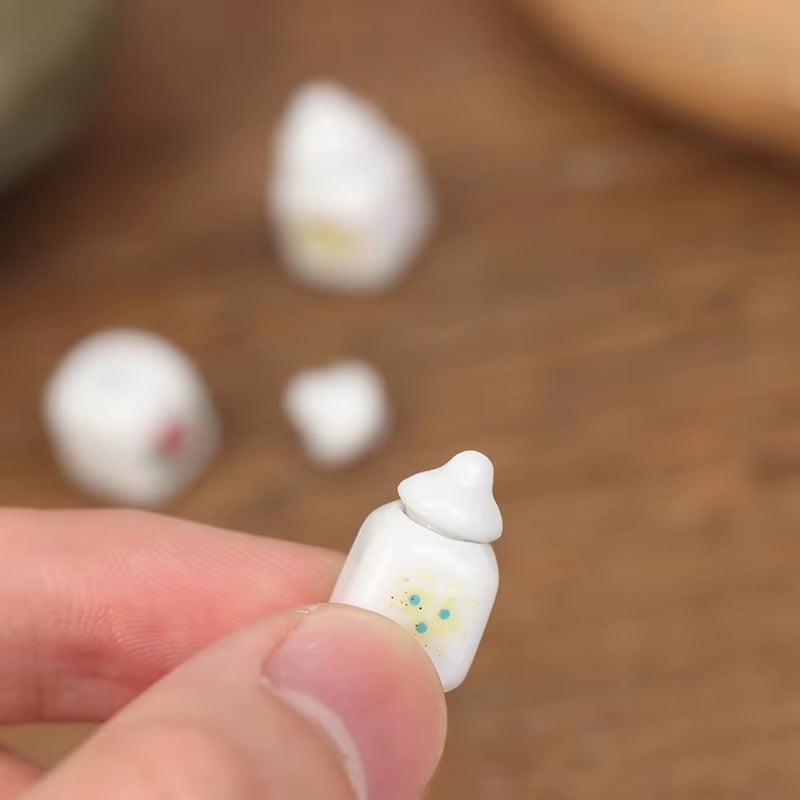 3Pcs 1:12 Dollhouse Mini Ceramic Food Cans Kitchen Ceramic Miniatures Accessories Porcelain Eating Jar Doll Kitchen Decoration