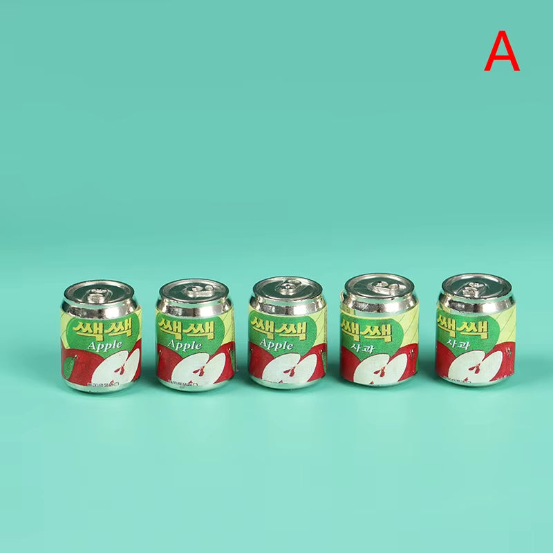 2021 New 5Pcs 1/12 Mini Cute Miniature Doll House Fruit Drink Can Bottle Food Accessories for Doll House Decoration
