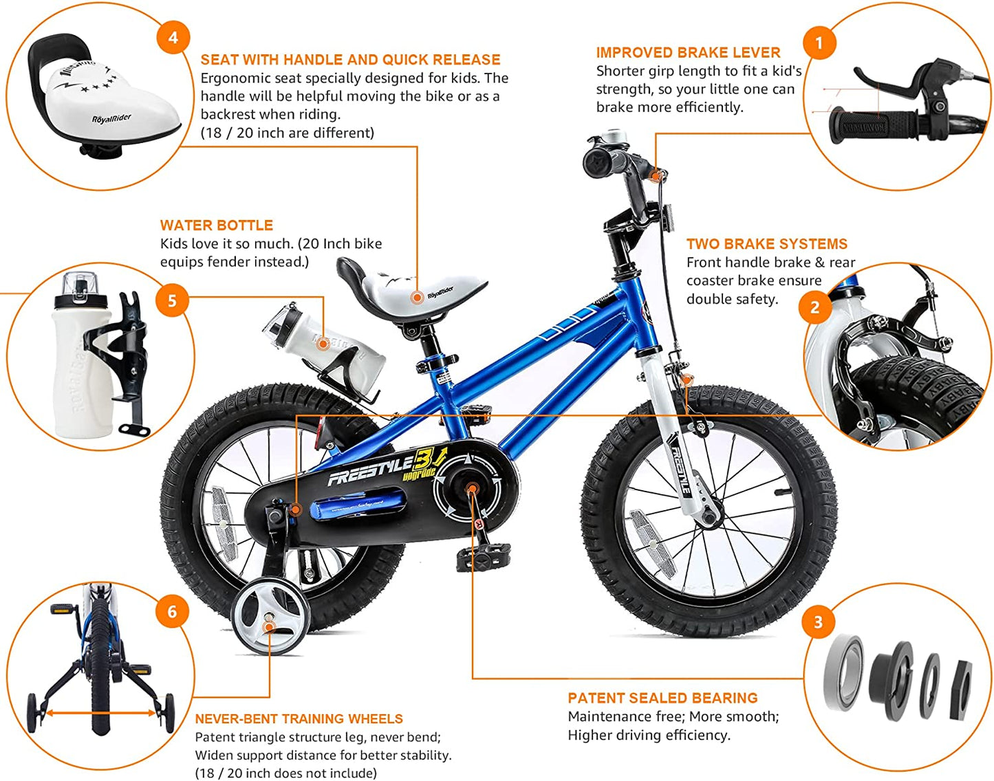 Kids Bike EZ Freestyle Training Free Balance to Pedal Easy Learning Bicycle, 12-18 Inch for Toddlers to Big Kids
