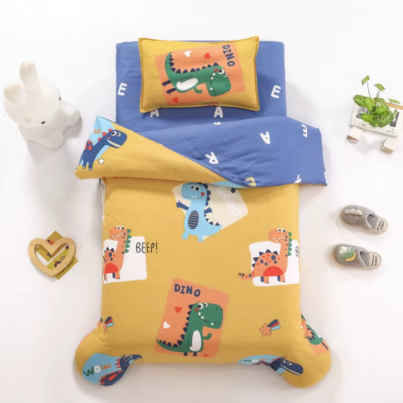 Children'S Cotton Three-Piece Set Kindergarten Nap Cartoon Bed Sheet Quilt Cover Cotton Bedding Kit Pillowcase CP27