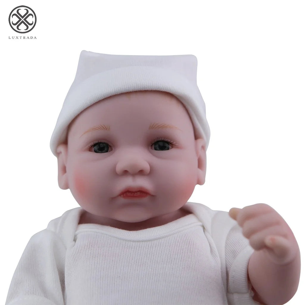 11" Mini Boys Handmade Reborn Real Looking Newborn Baby Vinyl Silicone Realistic Dolls Gift (White)