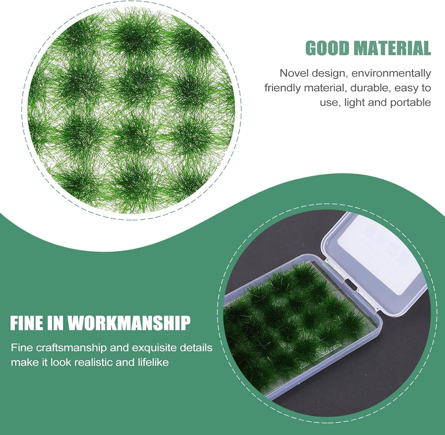 1 Box Artificial Grass Flower Cluster Tufts Green Grass Railway Grass Tufts Flower Grass Tufts Static Flower Tufts Model Grass Mat Bushes for Static Scenery Model Leaf Mini Plastic