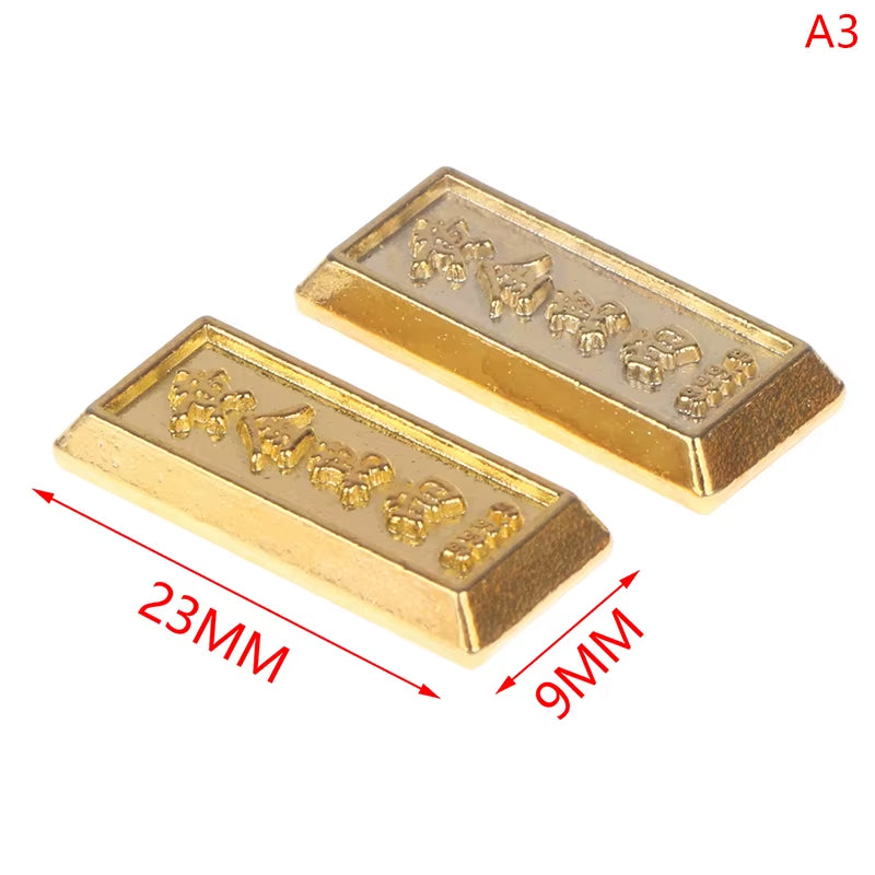 Doll House 1/2/10Pcs 1:12 Miniature Model Doll House Accessories Mini Ruyi Gold Ingot Gold Bar Copper Coin Model Decoration