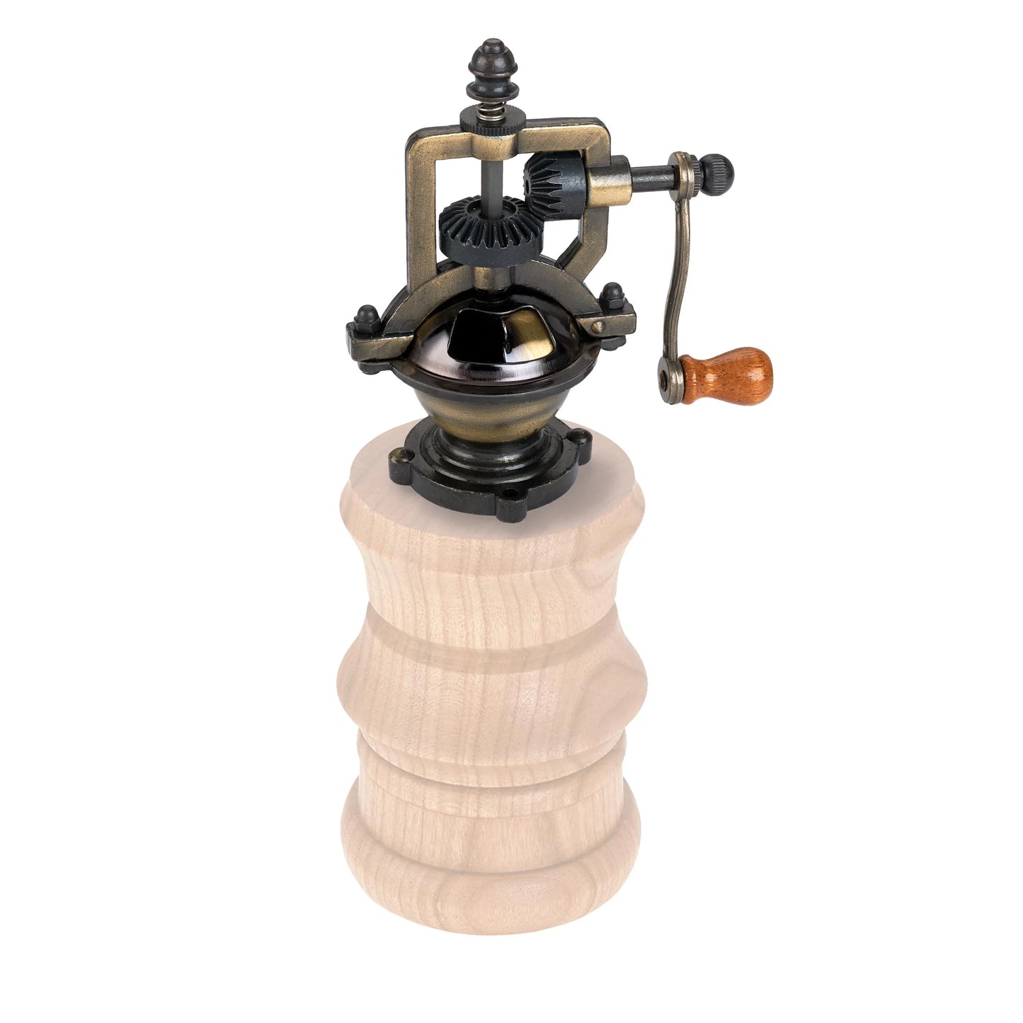 Project Kit - Antique Style Hand Crank Pepper Grinder Kit Mechanism - Antique Brass