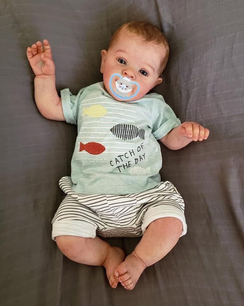 Reborn Toddler Realistic Baby Boy Doll Handmade 24 Inch Soft Vinyl Newborn Baby Dolls That Look Real Silicone Babies with Clothes and Accessories Gift for Kids