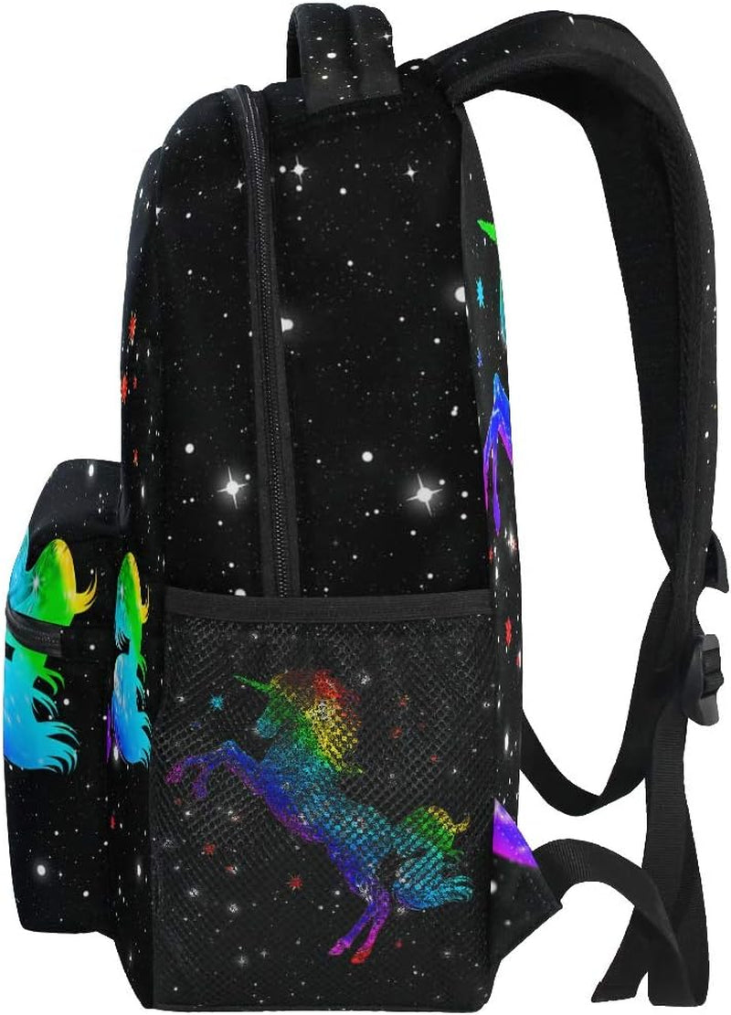 Unicorn Student Backpack for Teen Boys Girls Magic Rainbow Galaxy School Bag Bookbag Travel Laptop Daypack Book Bag Shoulder Bag for Kids Elementary