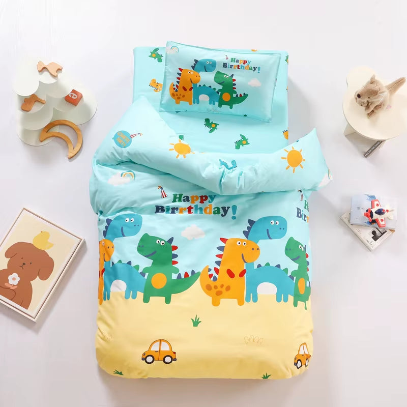 Children'S Cotton Three-Piece Set Kindergarten Nap Cartoon Bed Sheet Quilt Cover Cotton Bedding Kit Pillowcase CP27