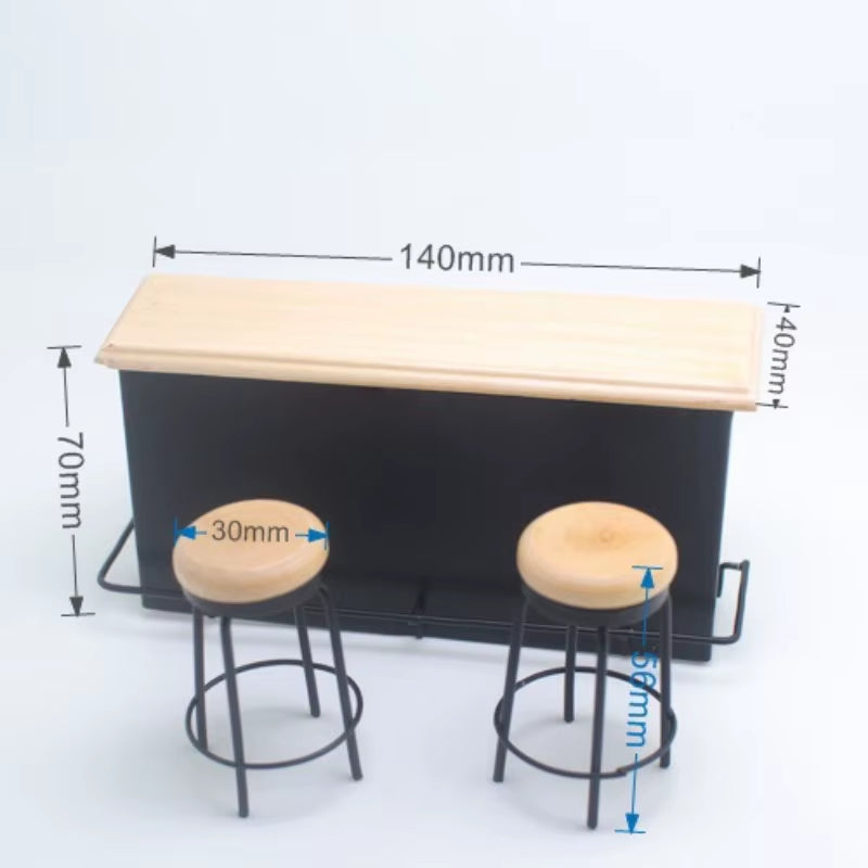 1 Set Miniature Dollhouse Bar Counter Mini Wine Bottle Champagne Glass Holder Rack Play Kitchen Furniture Toy Doll Accessories