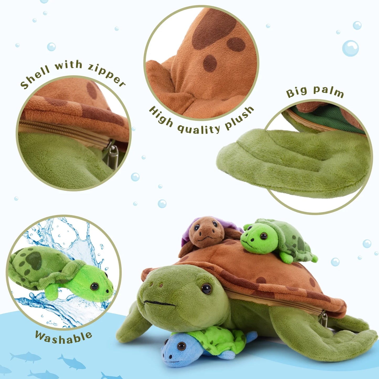 Sea Turtle Stuffed Animal Plush Turtle with 3 Babies