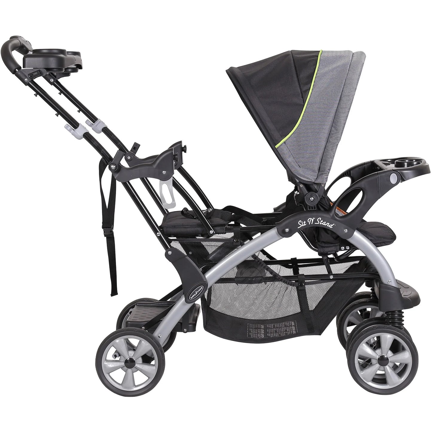 Sit N Stand Double Stroller , Solid Print Green