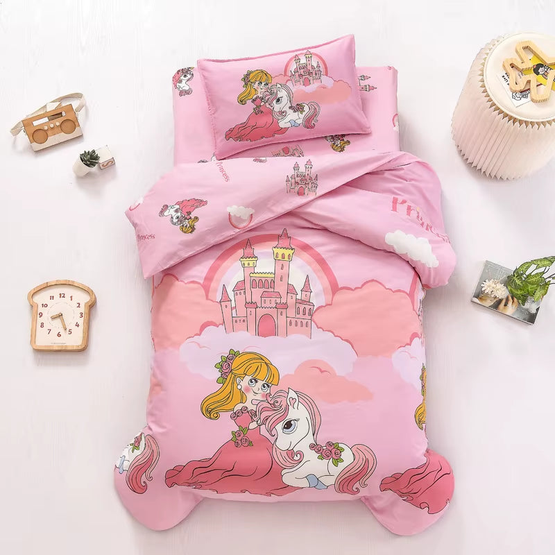 Children'S Cotton Three-Piece Set Kindergarten Nap Cartoon Bed Sheet Quilt Cover Cotton Bedding Kit Pillowcase CP27