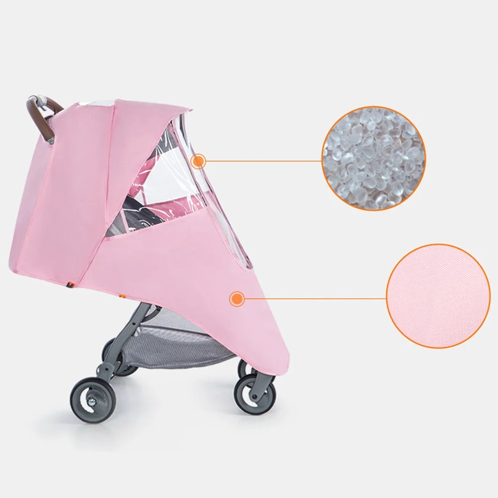 Stroller Rain Cover Windproof Baby Stroller Cover Dustproof Stroller Rain Cover Spittle-Proof Stroller Cover for Outdoor outside (Pink, without Stroller)