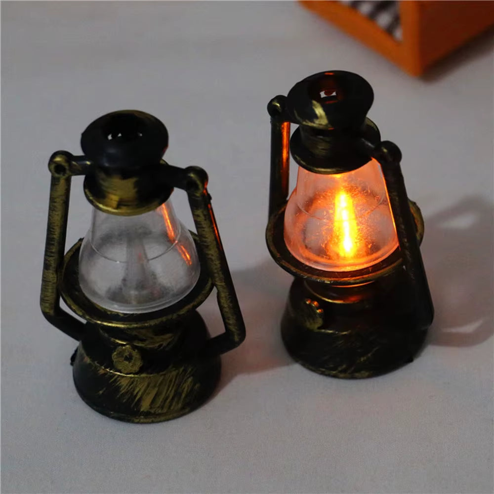 1:12 1:6 Scale Miniature Oil Lamp Dollhouse Accessories Mini Kerosene Lantern Doll House Decor Scene Ornaments Pretend Play