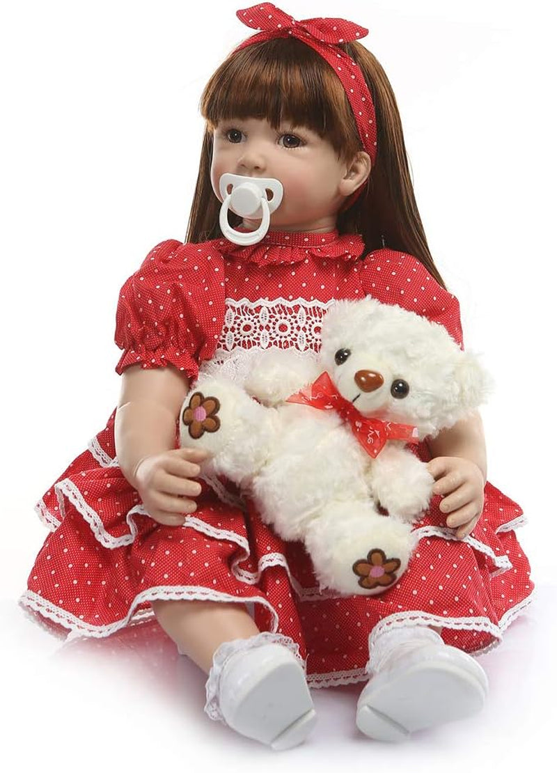 Reborn Toddler Doll Girl 24 Inch 60 Cm Toddler Size Soft Body Reborn Baby Dolls Lifelike Dollhouse Doll Set for Children Teenages