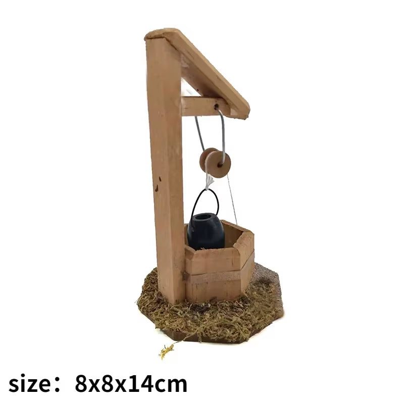 Doll House Mini Wooden Chicken House Mini Bonfire Miniature Manger Doll House Accessories Fairy Garden Yard Decoration